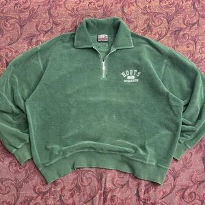 90s Roots Athletics Boxy Quarter Zip Forest Green